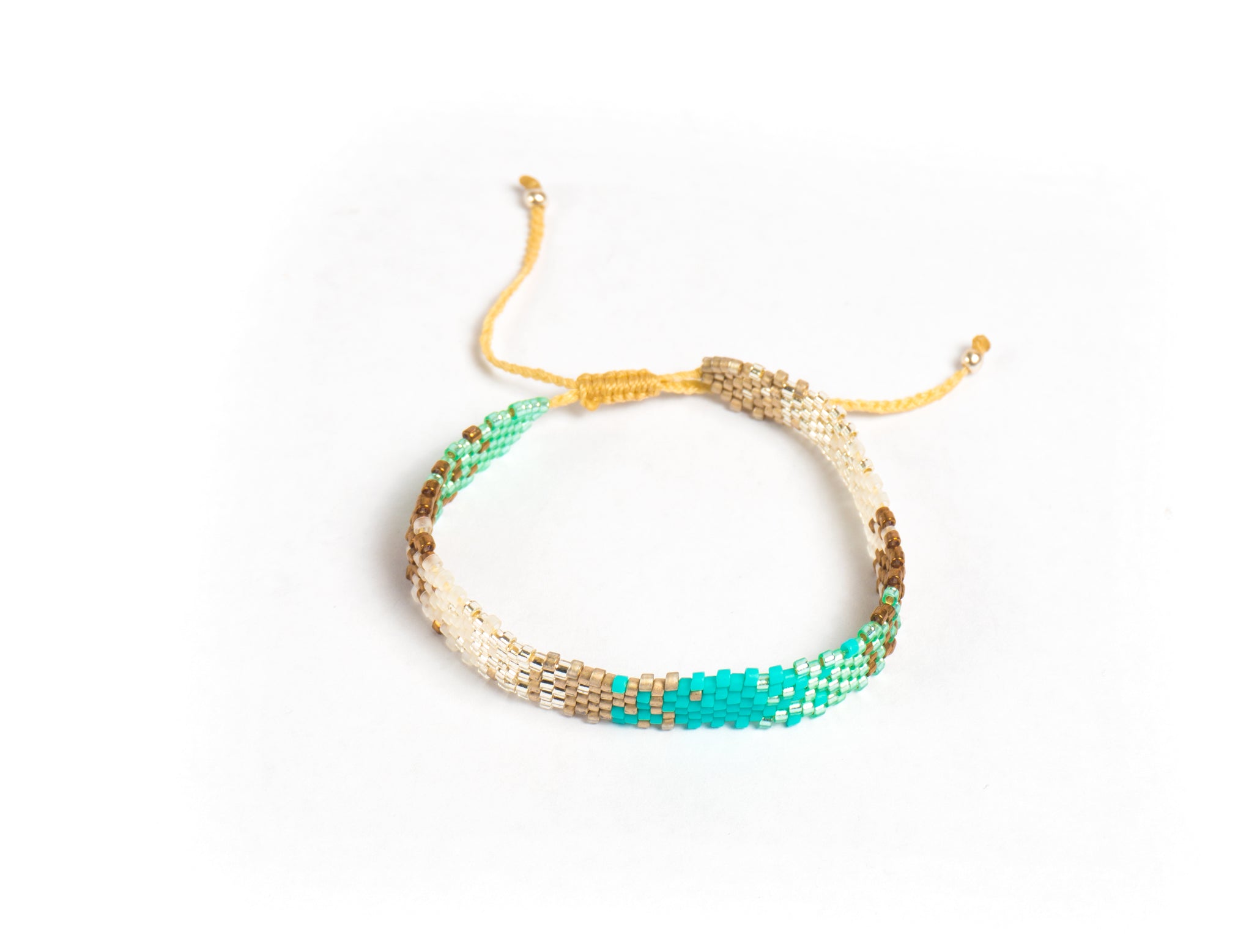 Pulsera Miyuki chica combinacion plata turquesa ocre