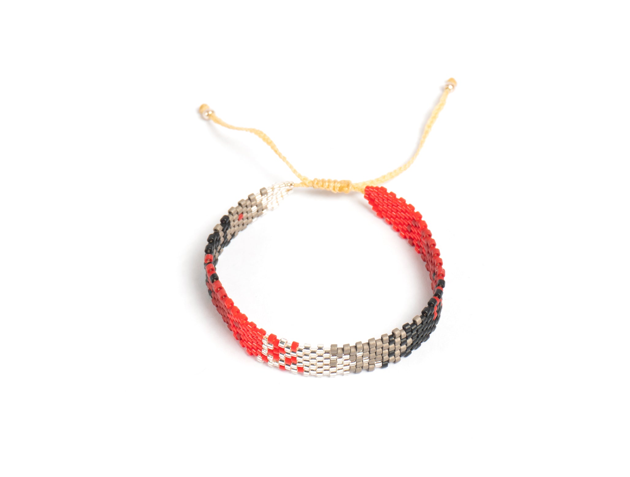 Pulsera Miyuki chica combinación rojo plata tinto negro gris