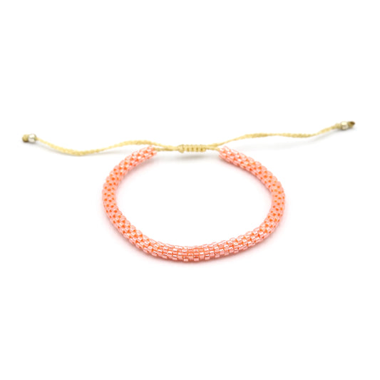 Pulsera Miyuki redonda coral brillante
