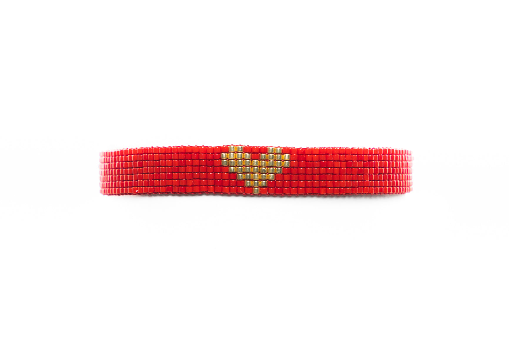 Brazalete Miyuki rojo CORAZÓN dorado